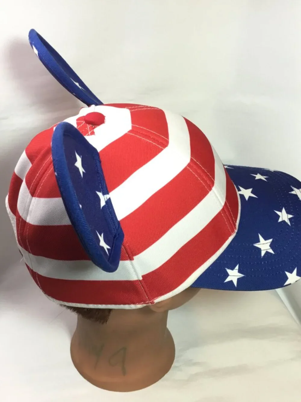 Disney 90 Years Mickey Mouse Ears Baseball Cap Hat USA Patriotic Flag Youth